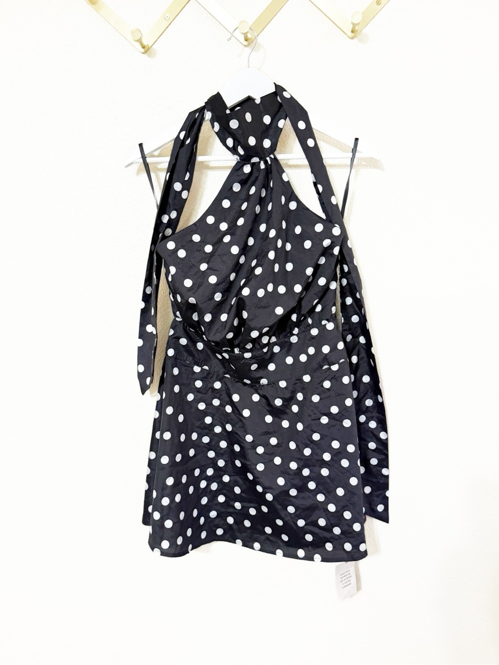 More To Come Brienne Mini Dress in Black & White Polka Dot size Medium - Picture 5 of 10